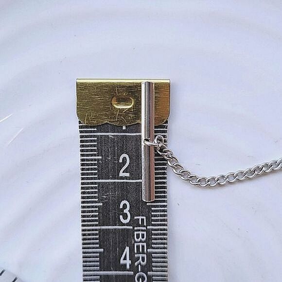 Vtg faceted blue-green faux gem silver tone tie pin - Picture 12 of 12